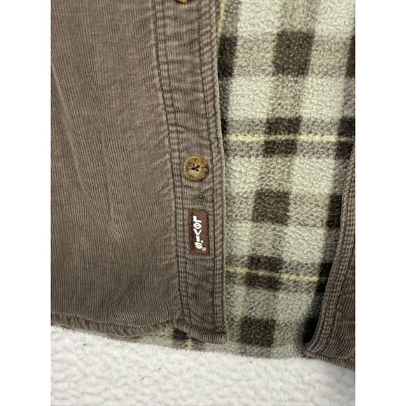 Levis Shirt Mens Large Brown Corduroy Plaid Fleece Lined Button Up Shacket Work - Picture 8 of 10